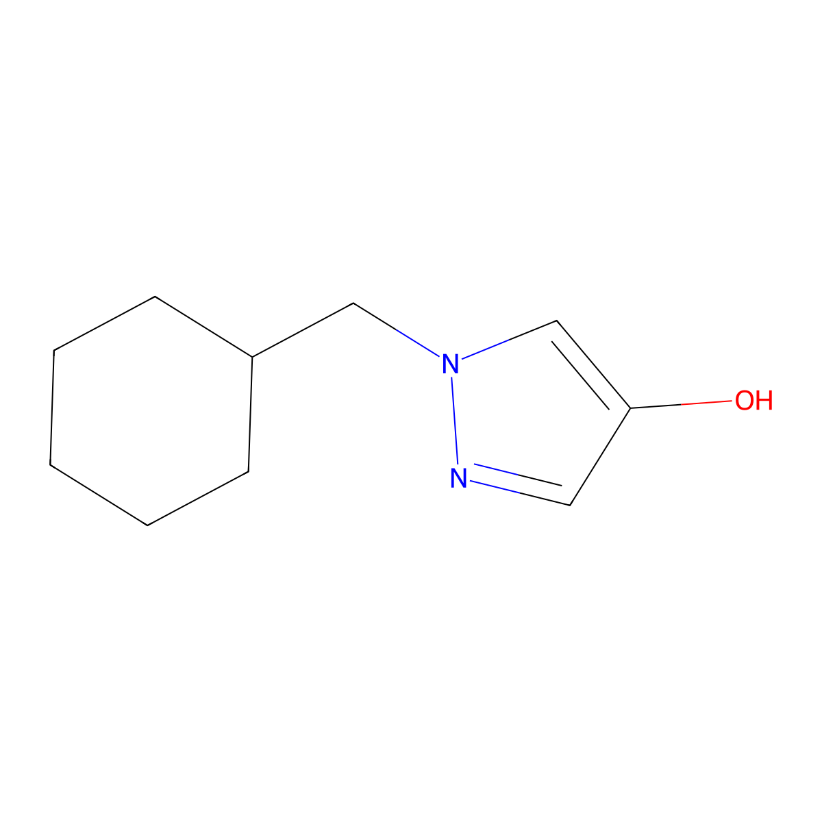 1-(cyclohexylmethyl)-1H-pyrazol-4-ol molecular structure, CAS 1394927-66-2