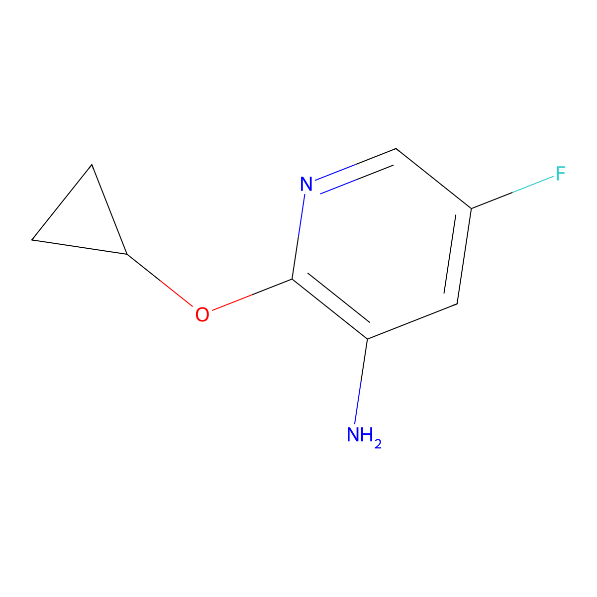 2-Cyclopropoxy-5-fluoropyridin-3-amine molecular structure, CAS 1394928-24-5