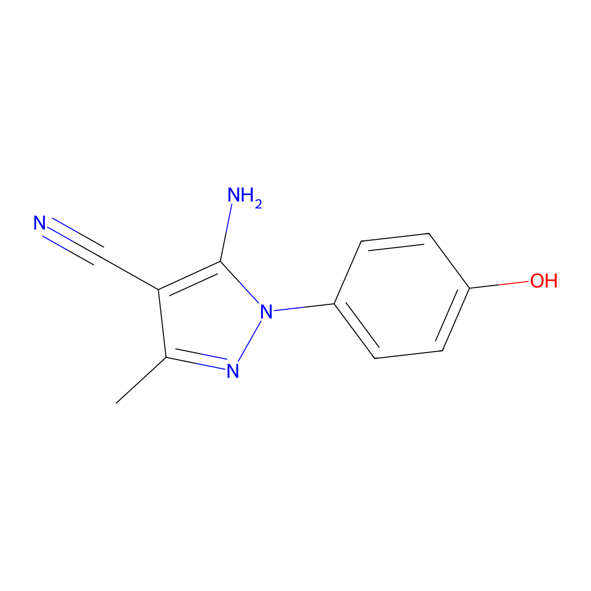 5-Amino-1-(4-hydroxyphenyl)-3-methyl-1H-pyrazole-4-carbonitrile molecular structure, CAS 1394934-57-6