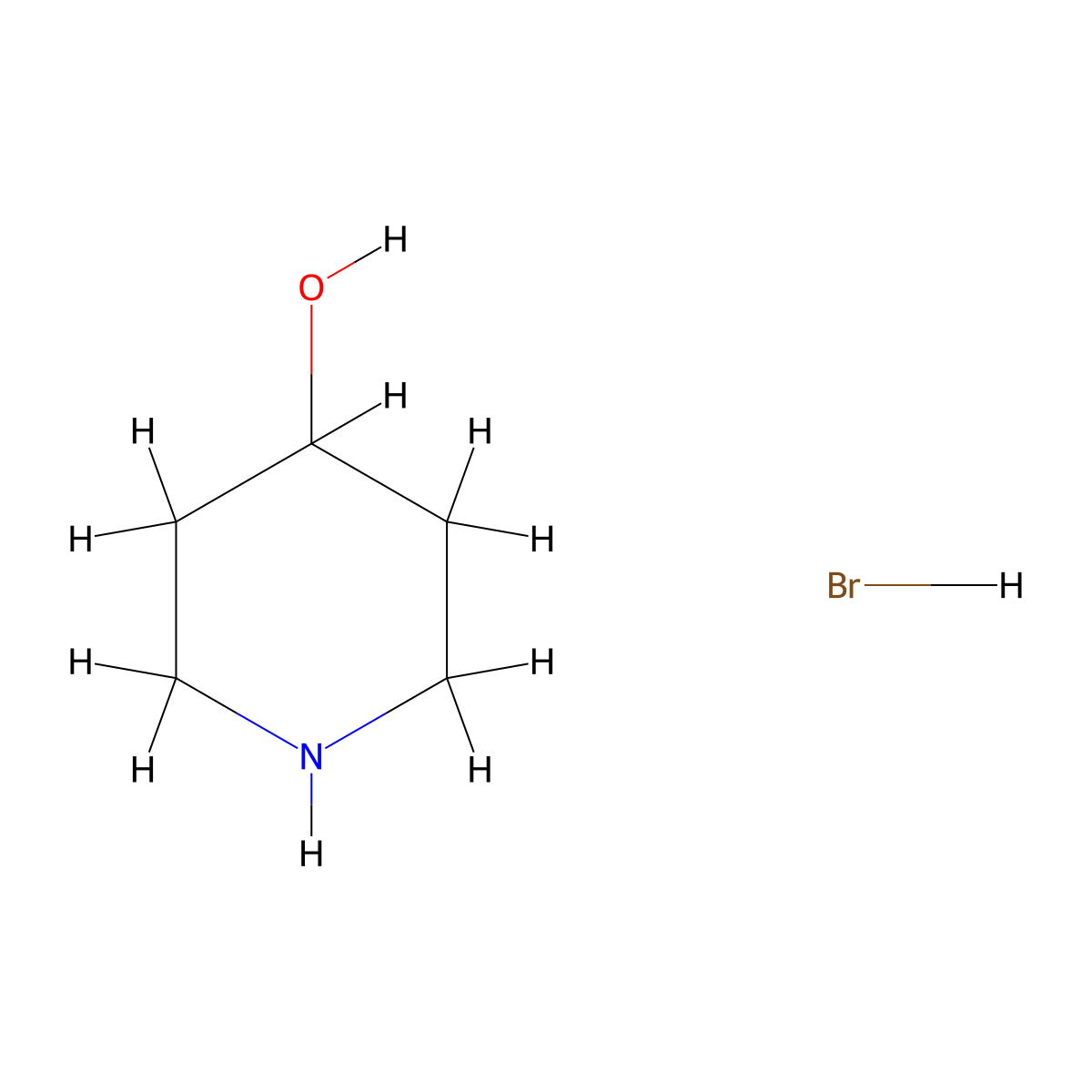 Piperidin-4-ol hydrobromide molecular structure, CAS 1394936-01-6