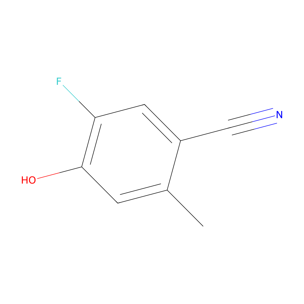 5-Fluoro-4-hydroxy-2-methylbenzonitrile molecular structure, CAS 1394936-27-6