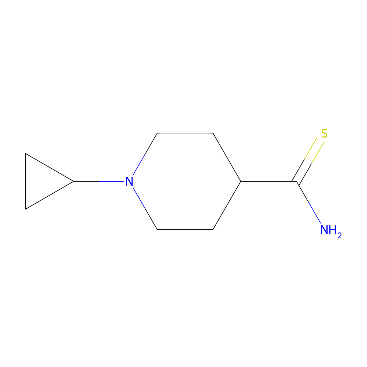 1-Cyclopropylpiperidine-4-carbothioamide molecular structure, CAS 1394938-75-0
