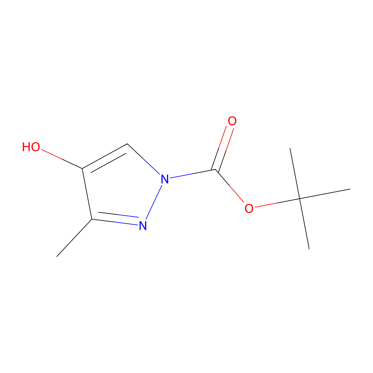 tert-Butyl 4-hydroxy-3-methyl-1h-pyrazole-1-carboxylate molecular structure, CAS 1394947-71-7