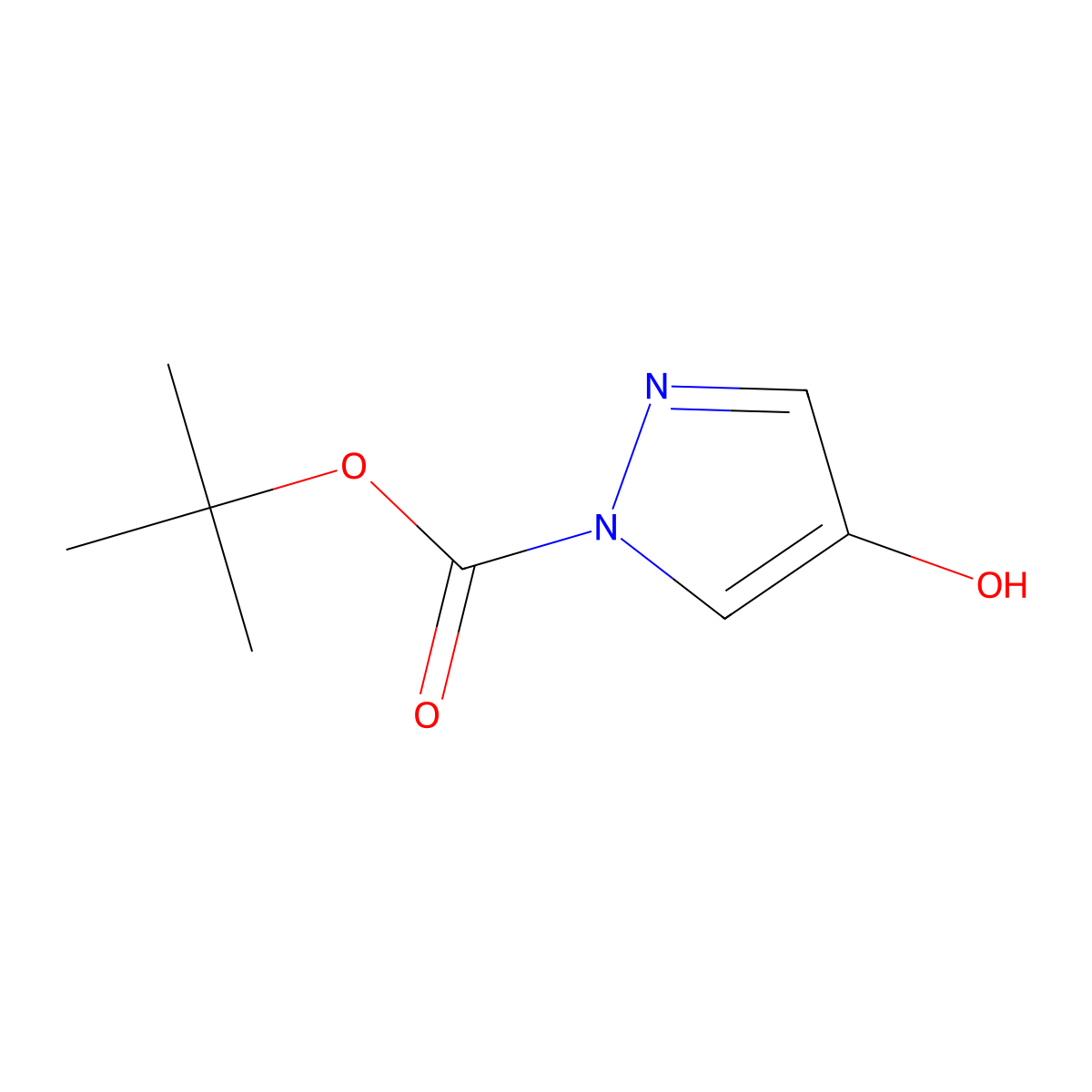 tert-butyl 4-hydroxy-1H-pyrazole-1-carboxylate molecular structure, CAS 1394947-77-3