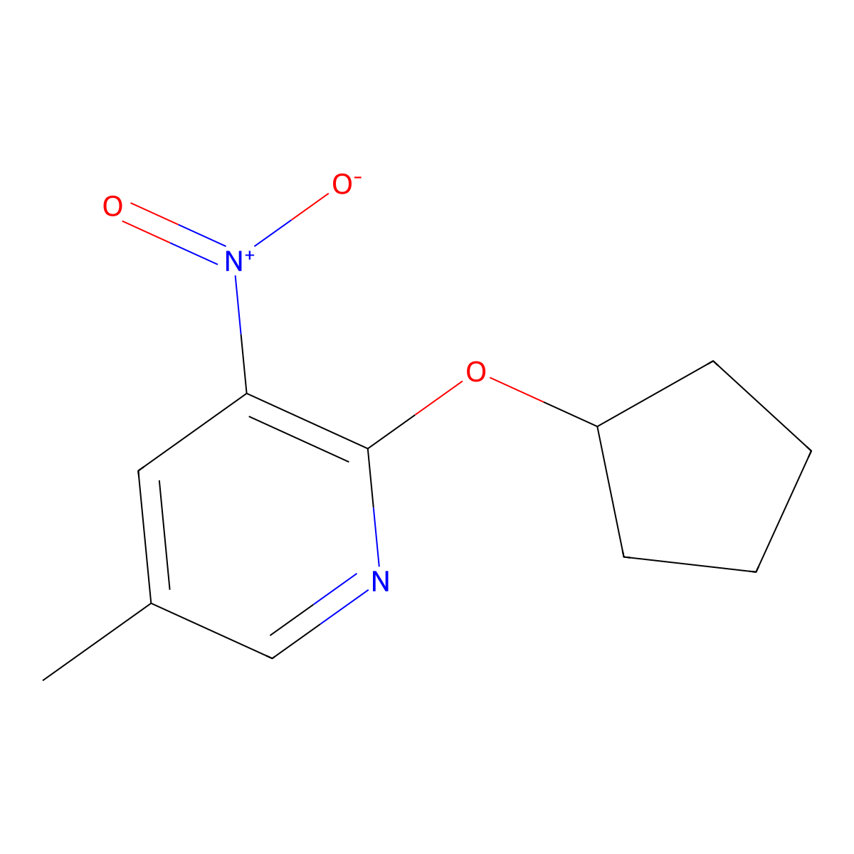 2-(Cyclopentyloxy)-5-methyl-3-nitropyridine molecular structure, CAS 1394952-76-1