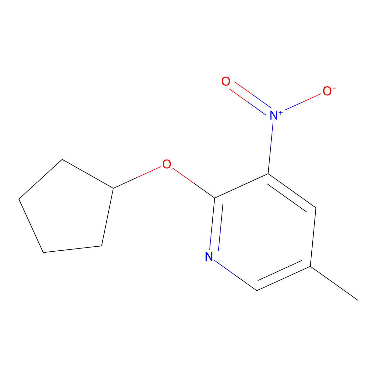 2-(Cyclopentyloxy)-5-methyl-3-nitropyridine molecular structure, CAS 1394952-76-1