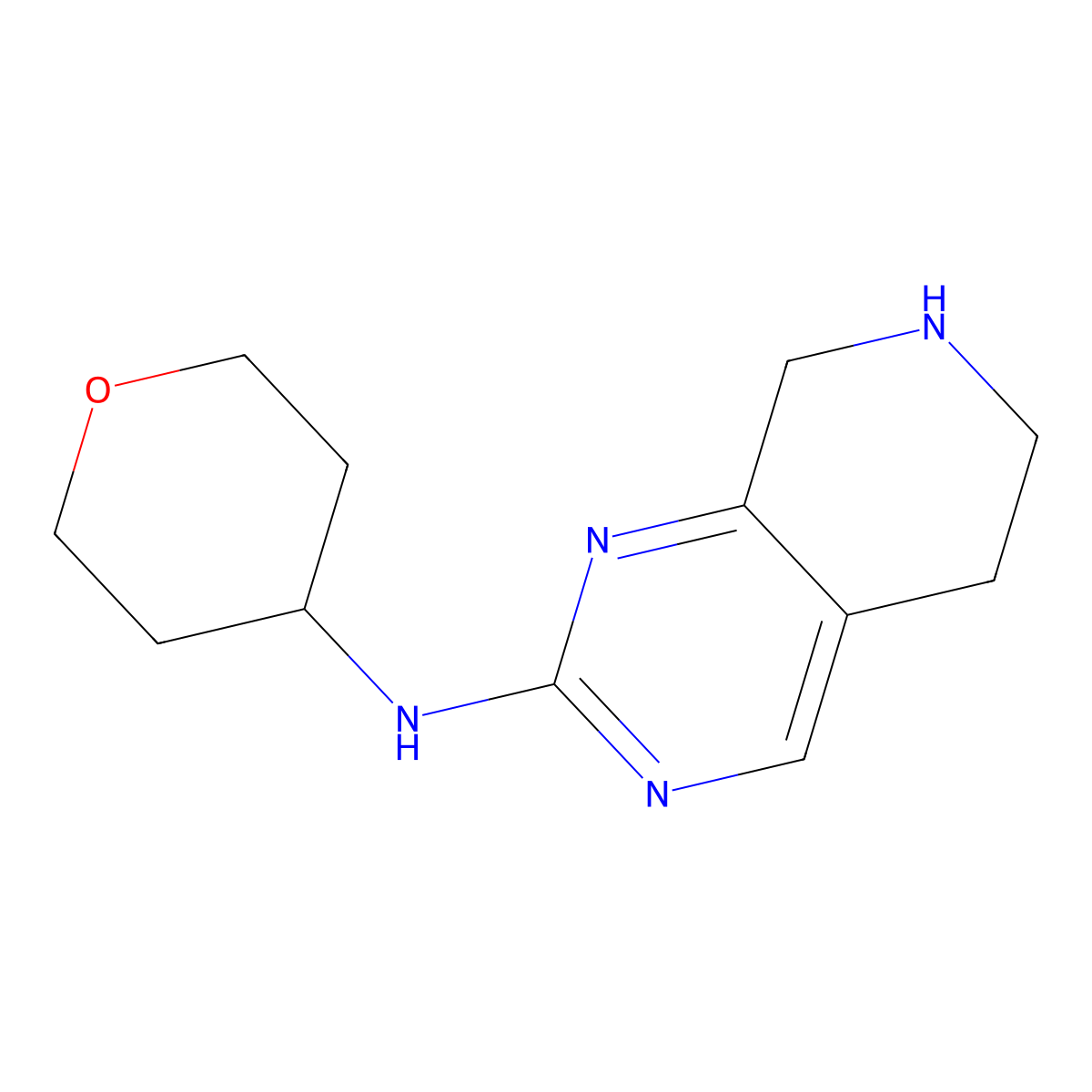 N-(tetrahydro-2H-pyran-4-yl)-5,6,7,8-tetrahydropyrido[3,4-d]pyrimidin-2-amine molecular structure, CAS 1394953-66-2