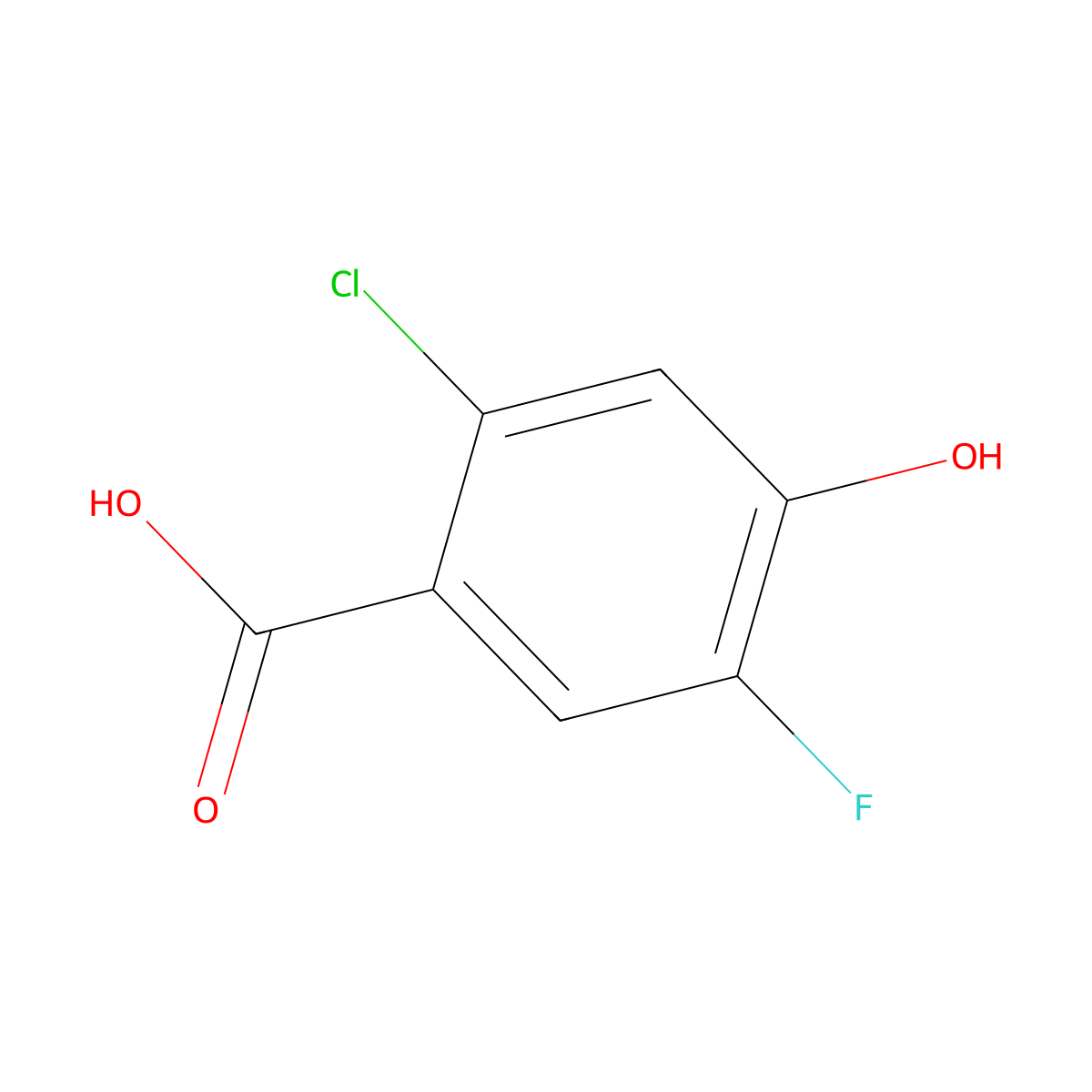 2-Chloro-5-fluoro-4-hydroxybenzoic acid molecular structure, CAS 1394954-06-3