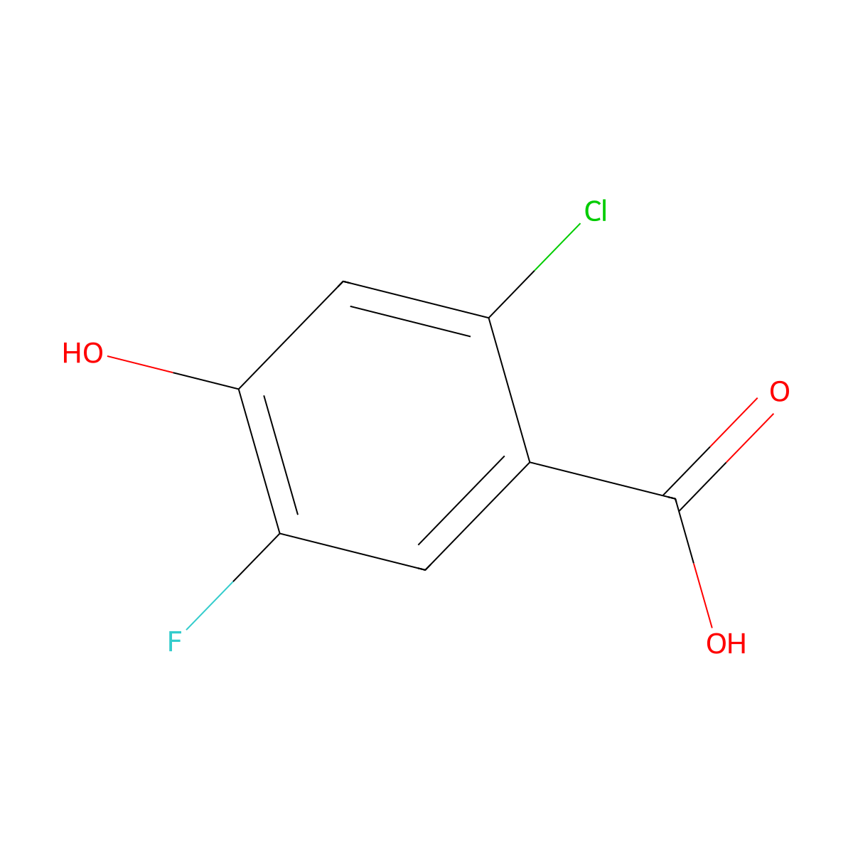 2-Chloro-5-fluoro-4-hydroxybenzoic acid molecular structure, CAS 1394954-06-3