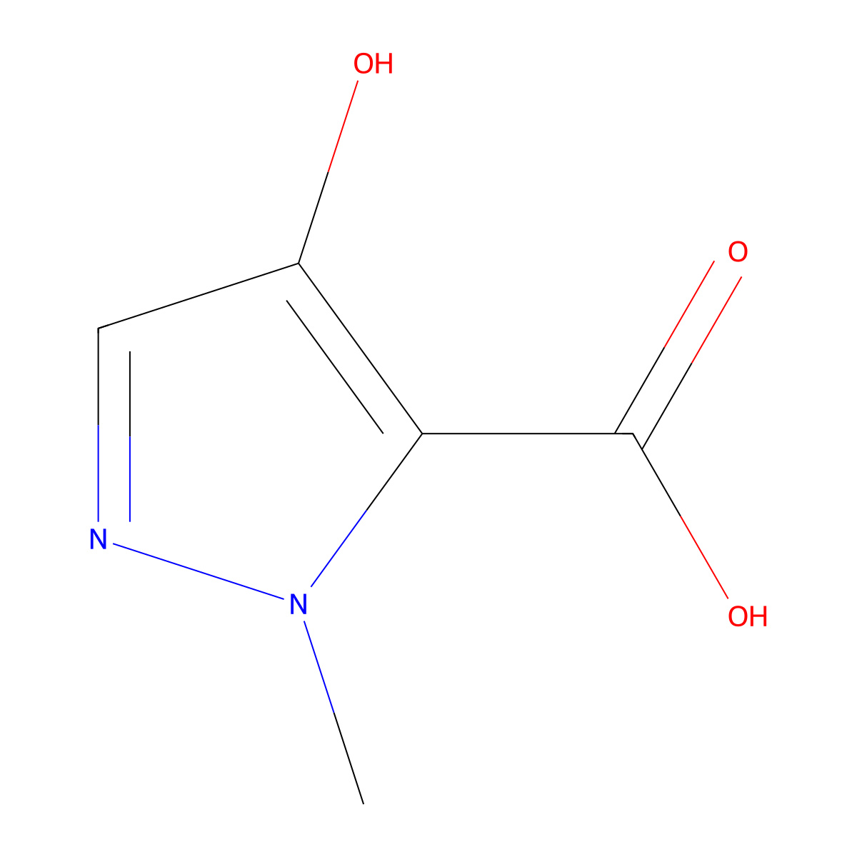 4-hydroxy-1-methyl-1H-pyrazole-5-carboxylic acid molecular structure, CAS 1394954-97-2