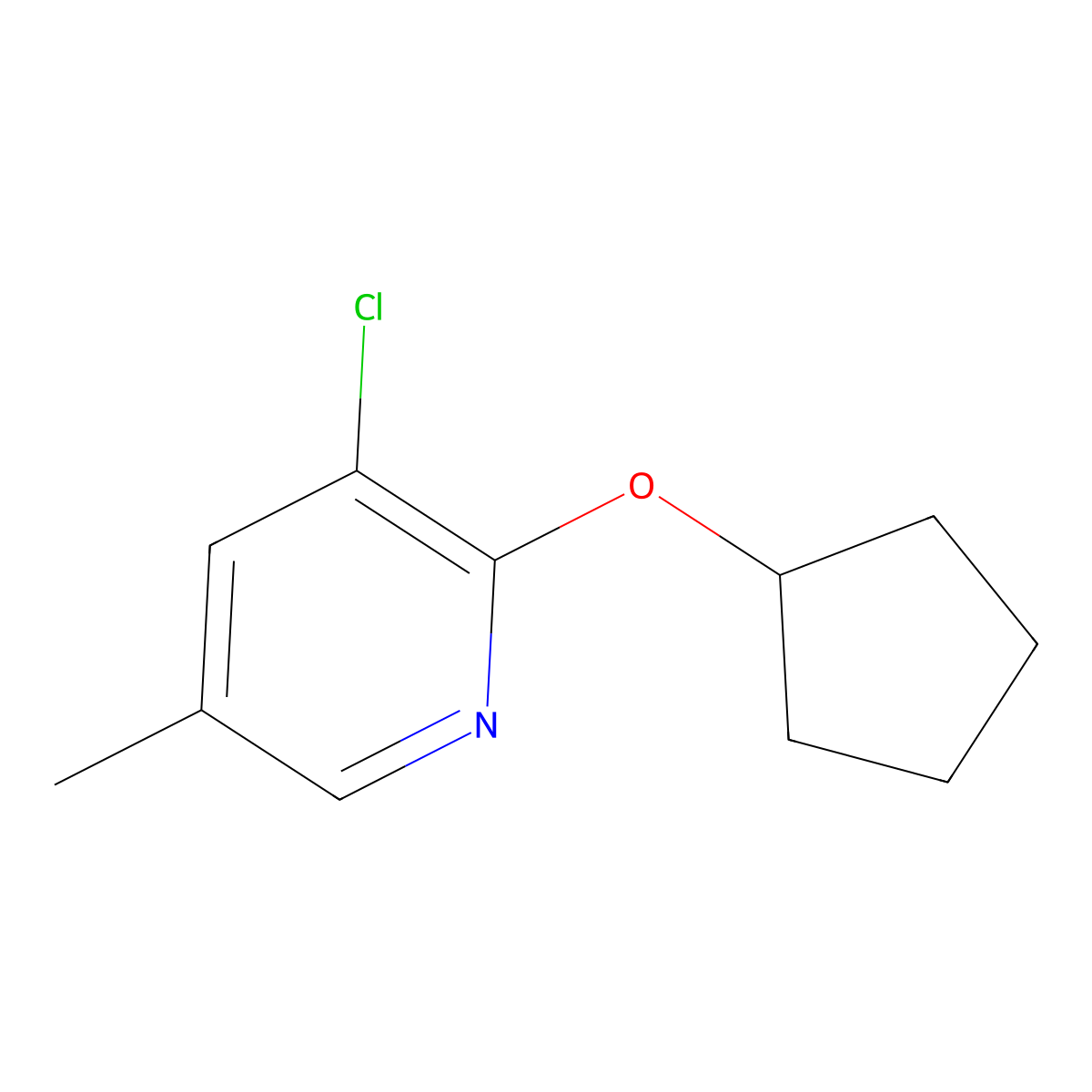 3-Chloro-2-(cyclopentyloxy)-5-methylpyridine molecular structure, CAS 1394962-49-2