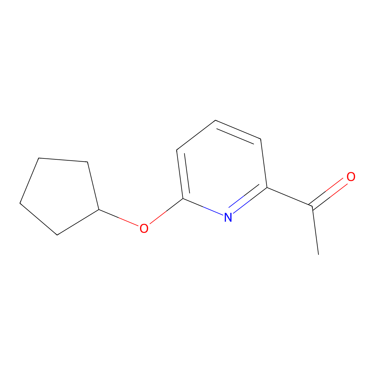 1-[6-(Cyclopentyloxy)-2-pyridinyl]ethanone molecular structure, CAS 1394962-96-9
