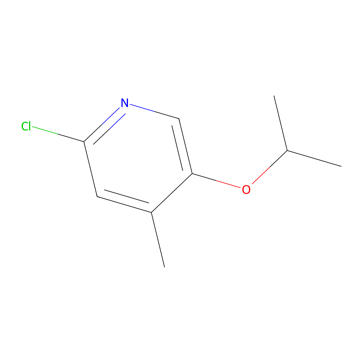 2-Chloro-5-isopropoxy-4-methylpyridine molecular structure, CAS 1394967-34-0