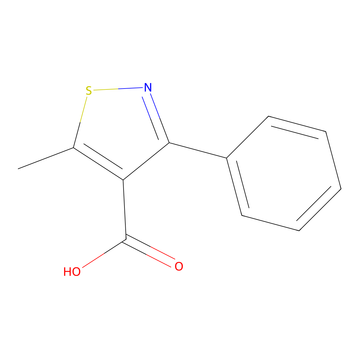 5-Methyl-3-phenyl-1,2-thiazole-4-carboxylic acid molecular structure, CAS 13950-59-9
