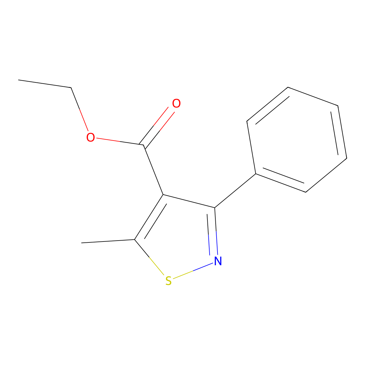5-Methyl-3-phenyl-isothiazole-4-carboxylic acid ethyl ester molecular structure, CAS 13950-62-4