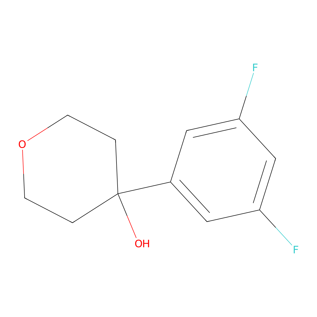 4-(3,5-difluorophenyl)tetrahydro-2H-pyran-4-ol molecular structure, CAS 139503-12-1