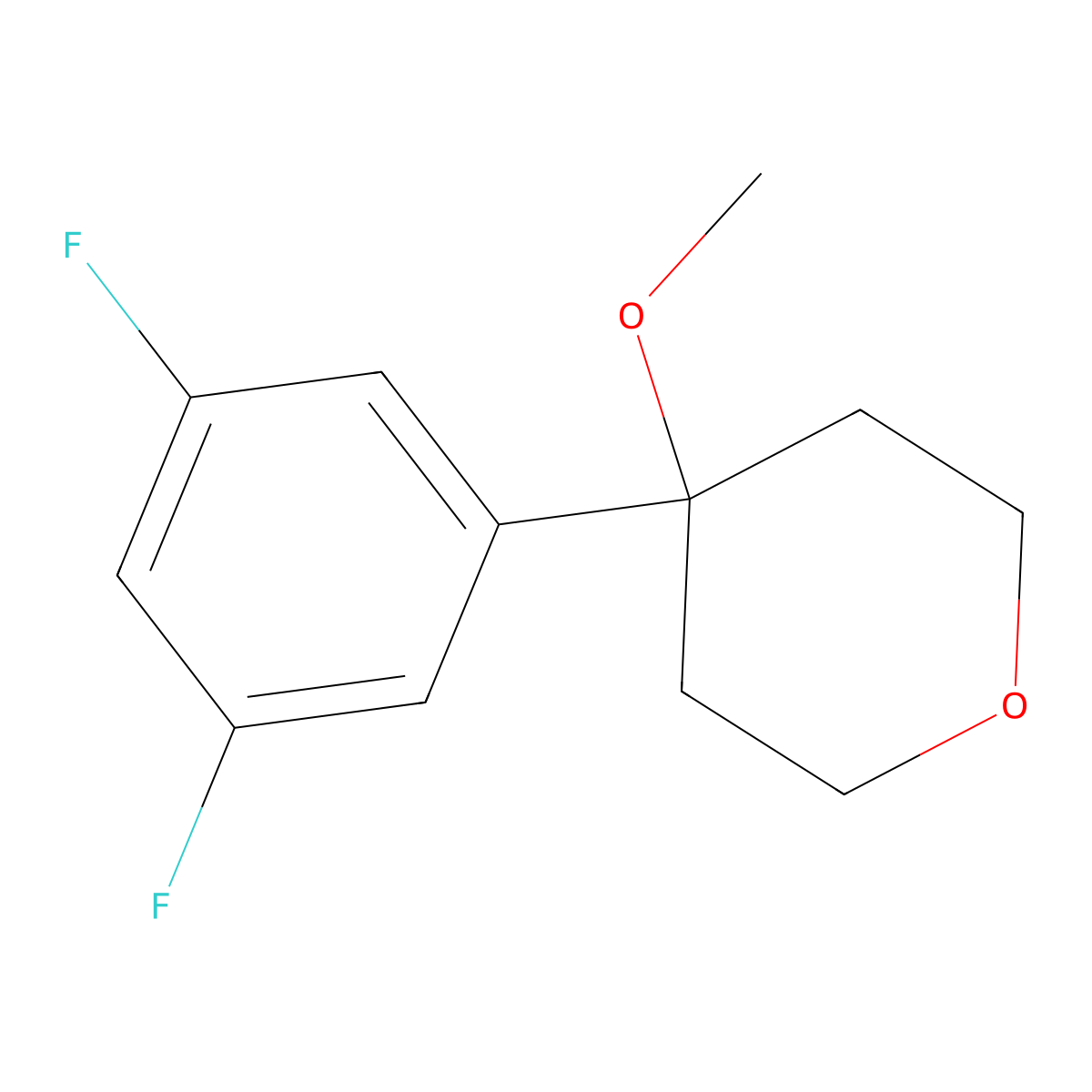 4-(3,5-Difluorophenyl)tetrahydro-4-methoxy-2H-pyran molecular structure, CAS 139503-13-2