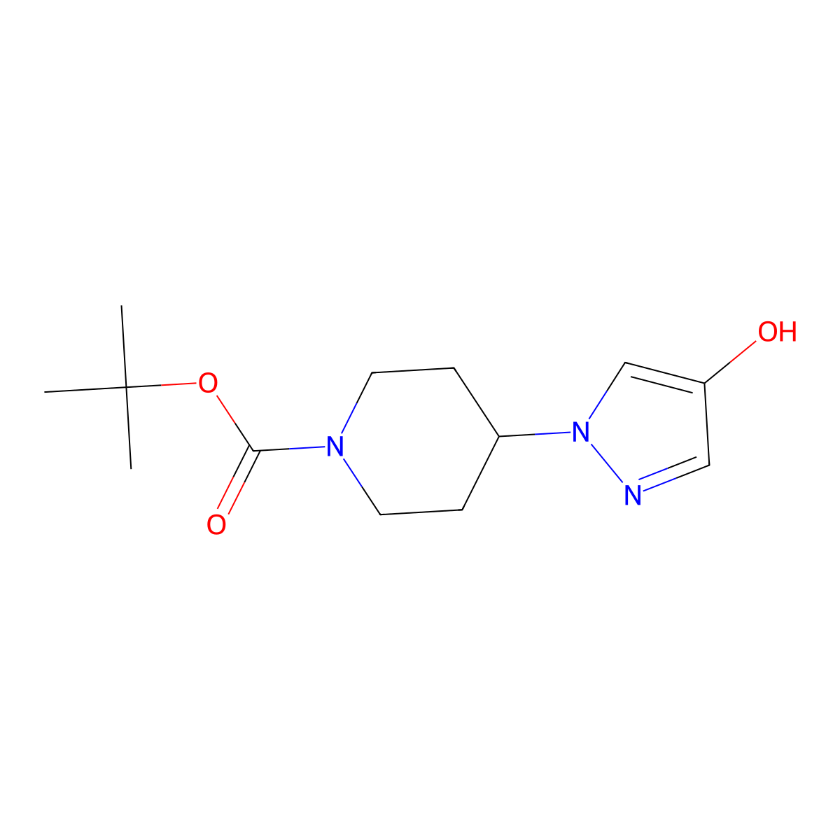 tert-butyl 4-(4-hydroxy-1H-pyrazol-1-yl)piperidine-1-carboxylate molecular structure, CAS 1395037-52-1