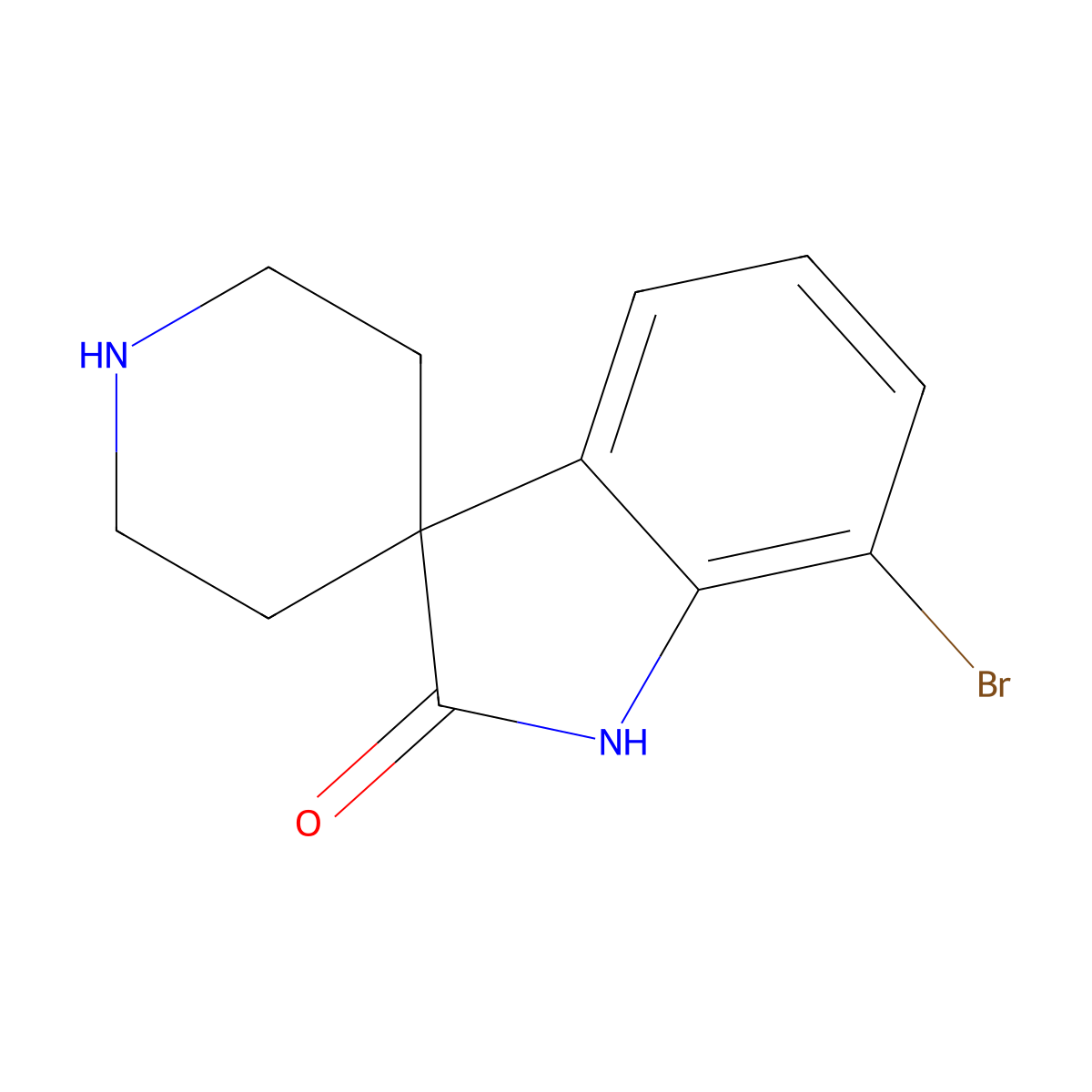 7-Bromospiro[indoline-3,4'-piperidin]-2-one molecular structure, CAS 1395071-05-2