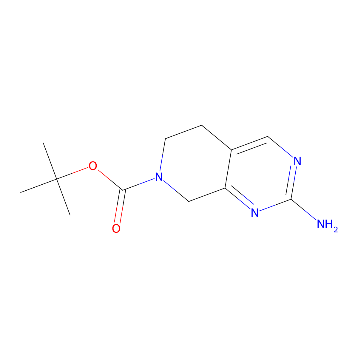 tert-butyl 2-amino-5H,6H,7H,8H-pyrido[3,4-d]pyrimidine-7-carboxylate molecular structure, CAS 1395079-01-2