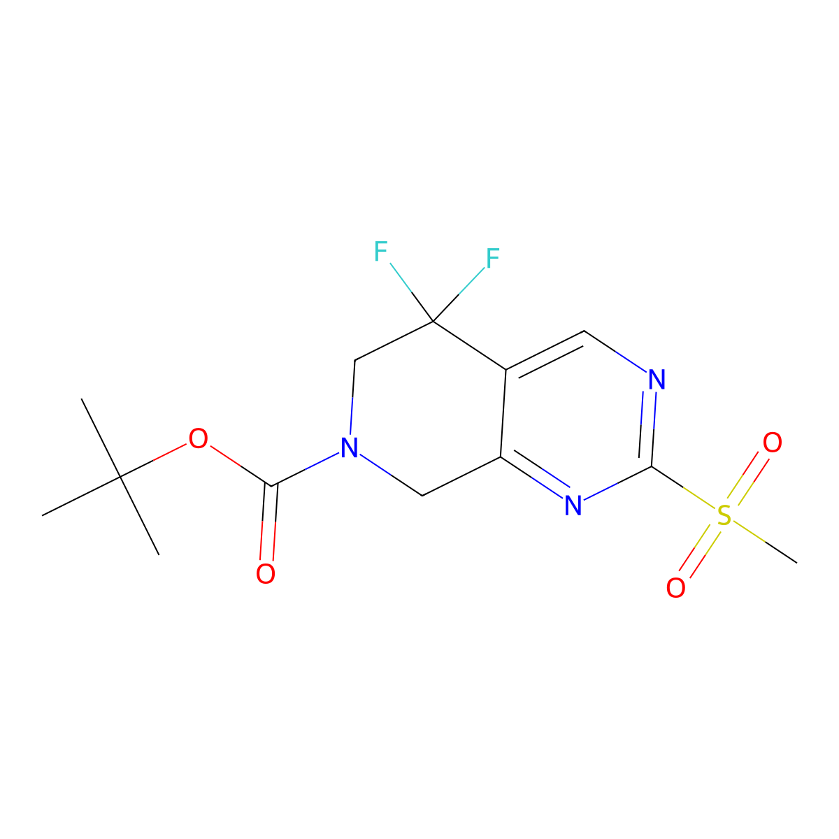 tert-butyl 5,5-difluoro-2-methanesulfonyl-5H,6H,7H,8H-pyrido[3,4-d]pyrimidine-7-carboxylate molecular structure, CAS 1395079-09-0