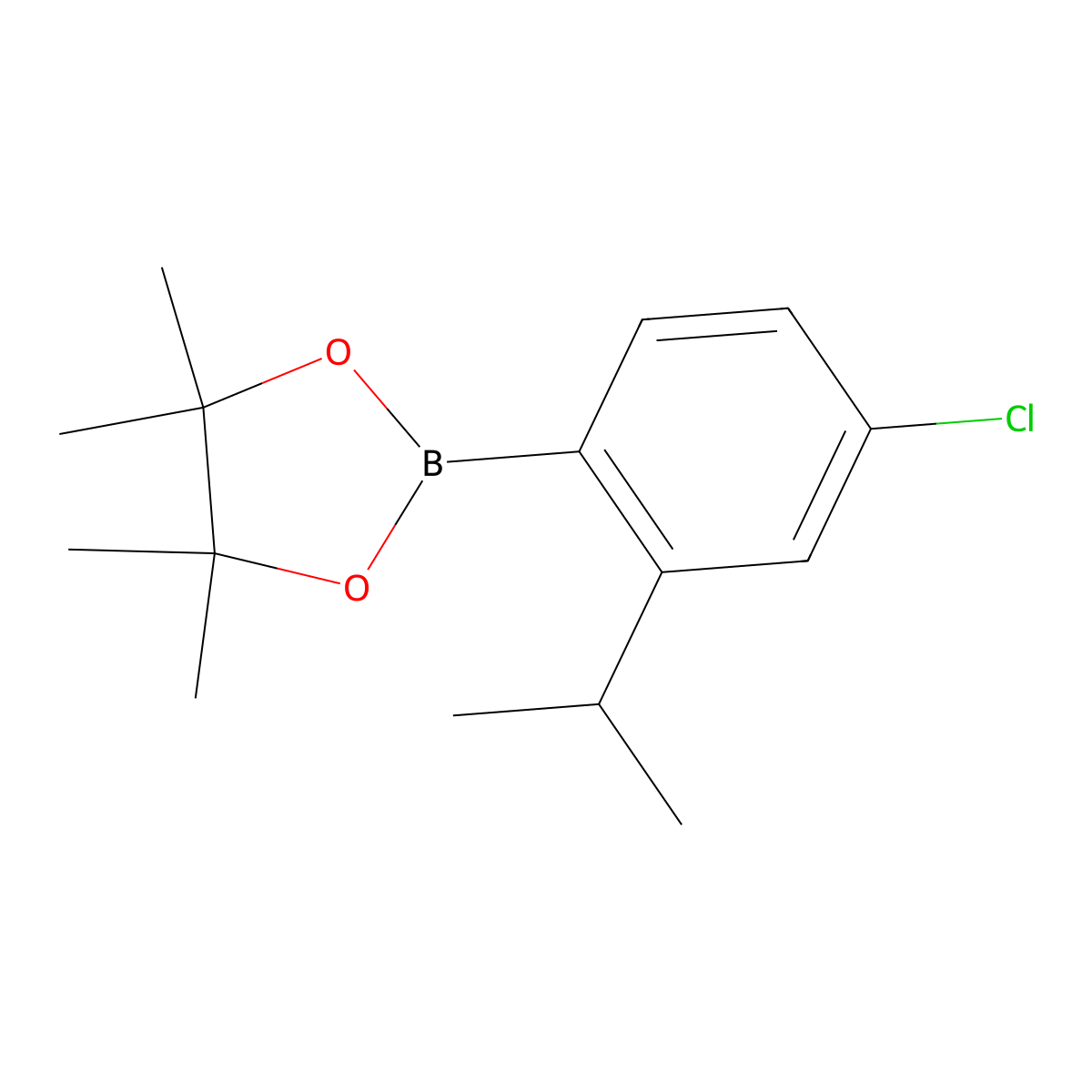 2-[4-Chloro-2-(propan-2-yl)phenyl]-4,4,5,5-tetramethyl-1,3,2-dioxaborolane molecular structure, CAS 1395084-17-9
