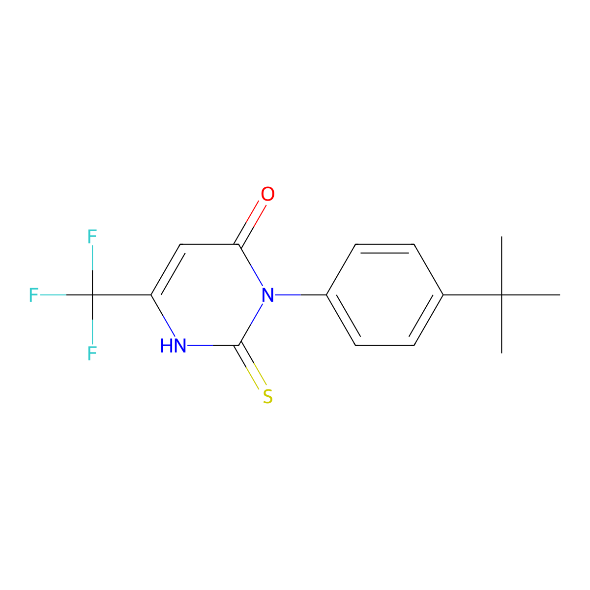 3-(4-tert-Butylphenyl)-2-mercapto-6-(trifluoromethyl)pyrimidin-4(3H)-one molecular structure, CAS 1395094-31-1