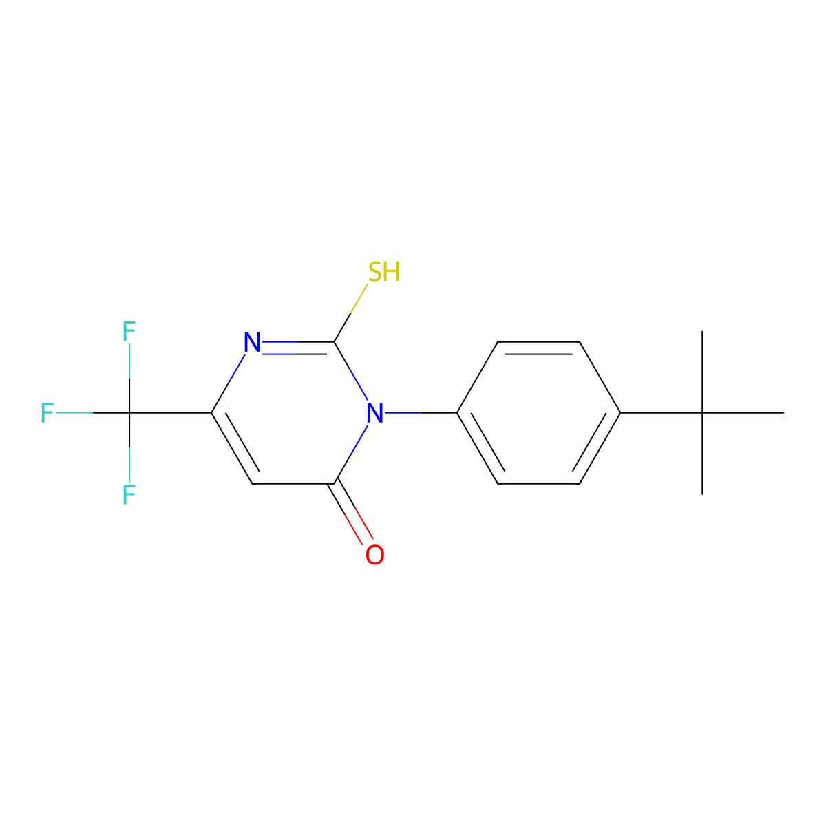 3-(4-tert-Butylphenyl)-2-mercapto-6-(trifluoromethyl)pyrimidin-4(3H)-one molecular structure, CAS 1395094-31-1