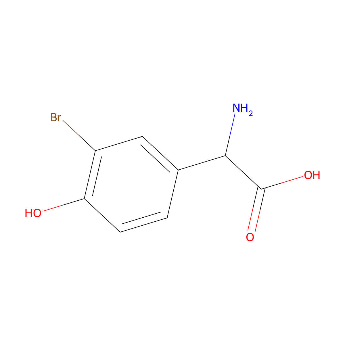 (2r)-2-Amino-2-(3-bromo-4-hydroxyphenyl)acetic acid molecular structure, CAS 139517-61-6