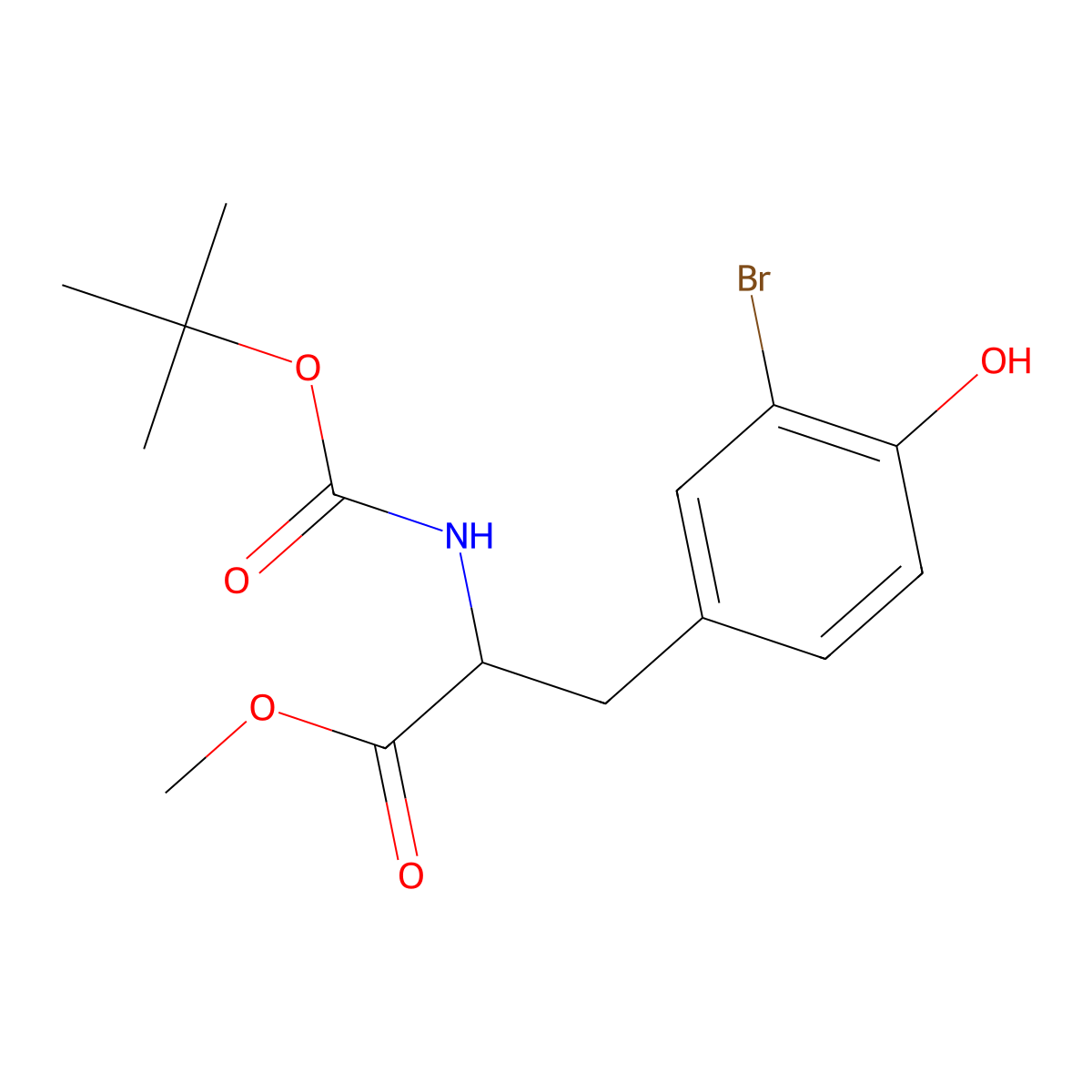 methyl (S)-3-(3-bromo-4-hydroxyphenyl)-2-((tert-butoxycarbonyl)amino)propanoate molecular structure, CAS 139517-74-1
