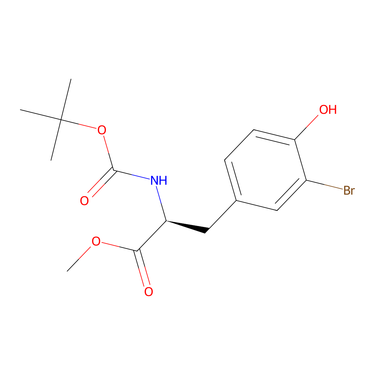 methyl (S)-3-(3-bromo-4-hydroxyphenyl)-2-((tert-butoxycarbonyl)amino)propanoate molecular structure, CAS 139517-74-1