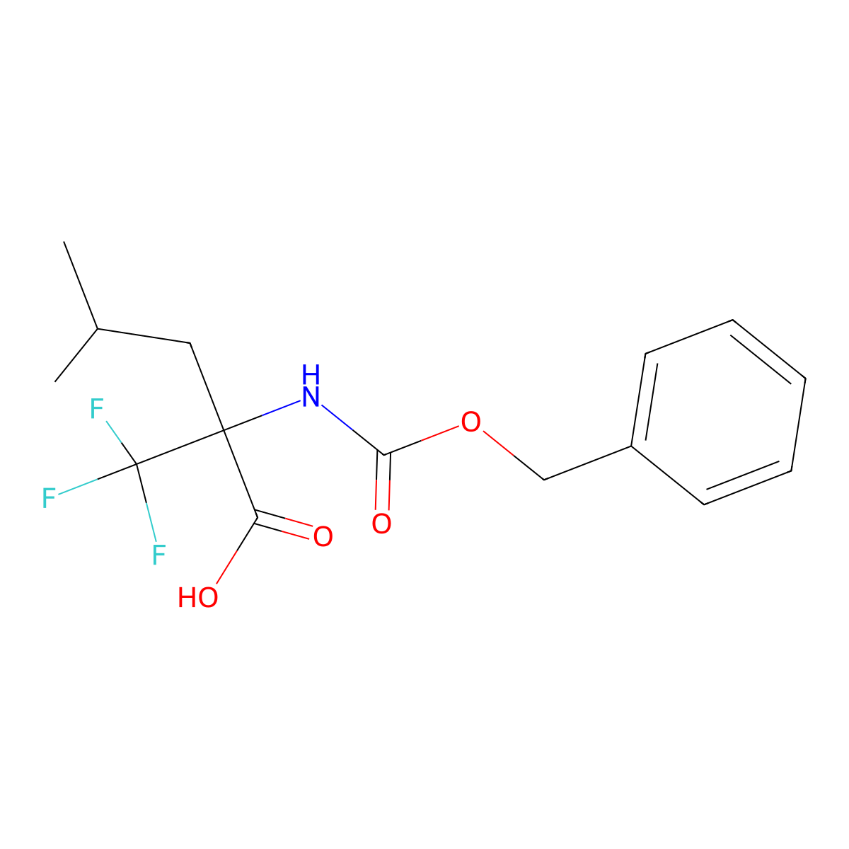 N-[(Benzyloxy)carbonyl]-2-(trifluoromethyl)leucine molecular structure, CAS 139520-44-8