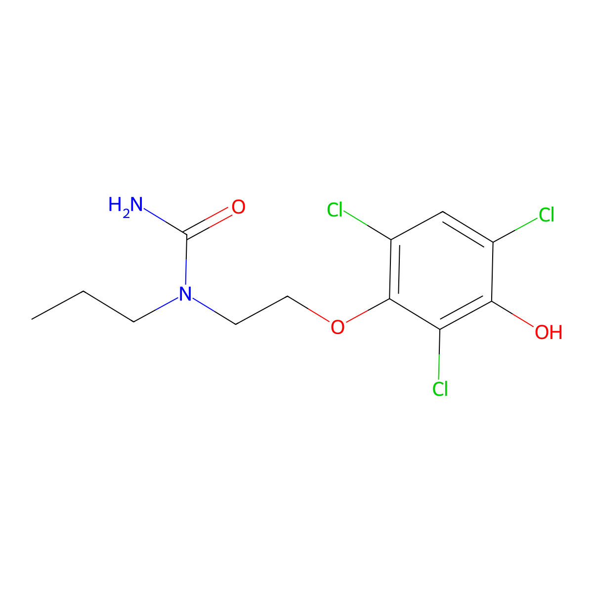 1-Propyl-1-[2-(2,4,6-trichloro-3-hydroxyphenoxy)ethyl]urea molecular structure, CAS 139520-96-0