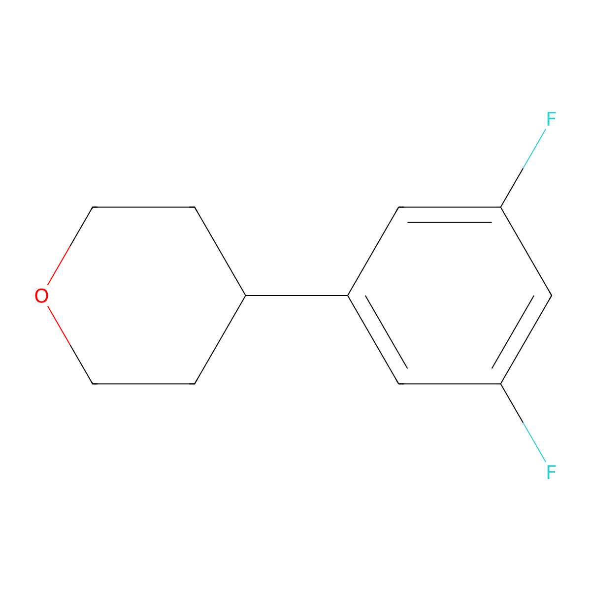 4-(3,5-Difluorophenyl)oxane molecular structure, CAS 1395281-51-2