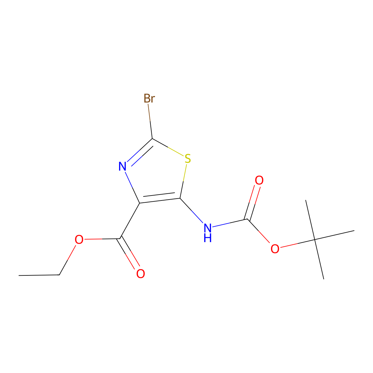 Ethyl 2-bromo-5-((tert-butoxycarbonyl)amino)thiazole-4-carboxylate molecular structure, CAS 1395284-70-4
