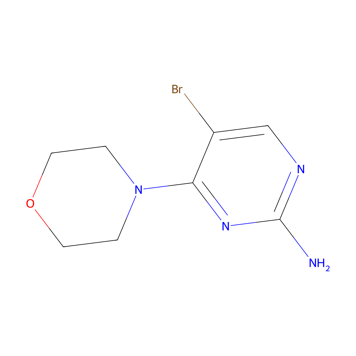 5-Bromo-4-(morpholin-4-yl)pyrimidin-2-amine molecular structure, CAS 139536-04-2