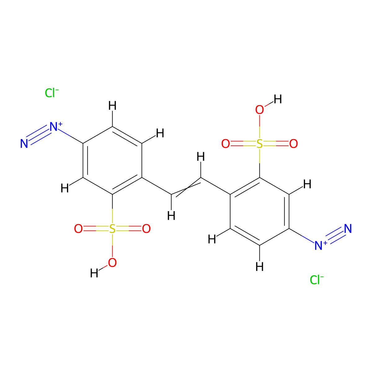 Benzenediazonium, 4,4'-(1,2-ethenediyl)bis(3-sulfo-, chloride (1:2) molecular structure, CAS 13954-62-6