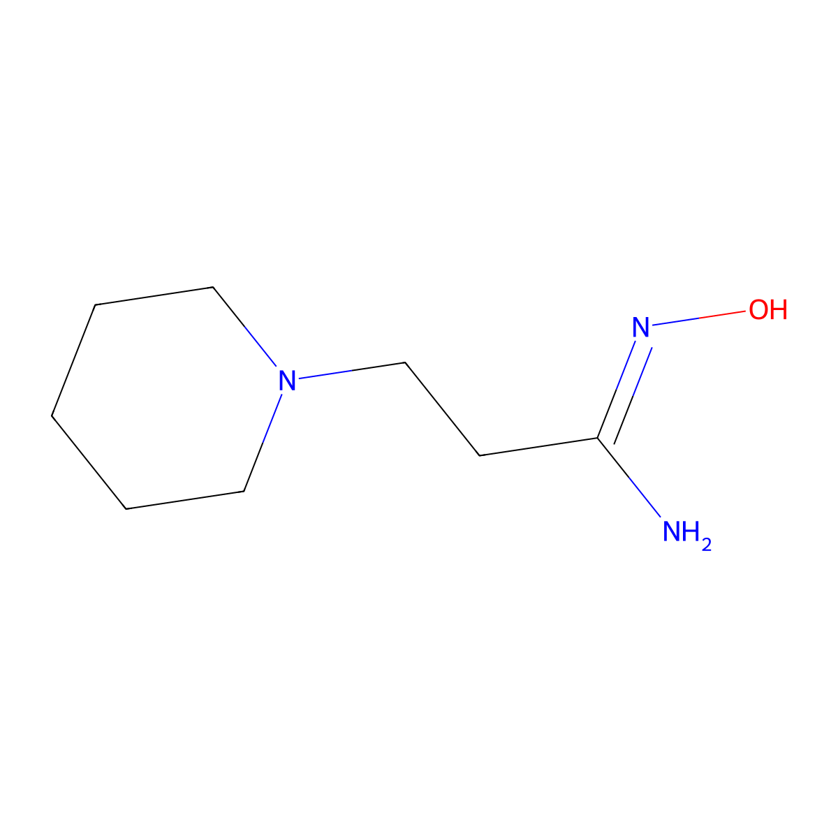 N'-hydroxy-3-(piperidin-1-yl)propanimidamide molecular structure, CAS 139541-16-5