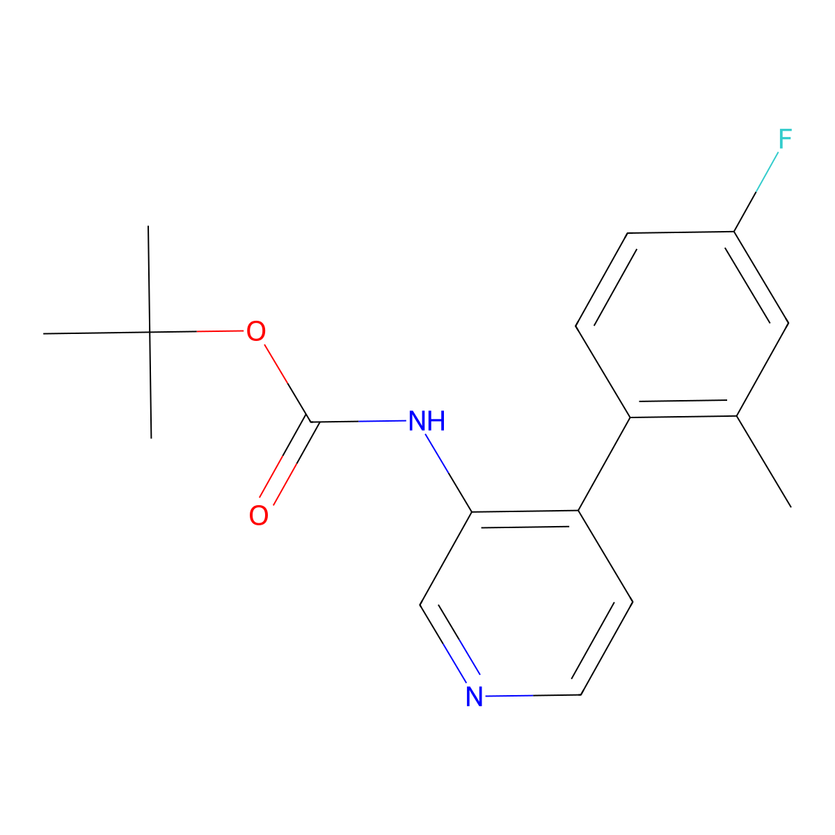 Tert-butyl 4-(4-fluoro-2-methylphenyl)pyridin-3-ylcarbamate molecular structure, CAS 1395415-51-6