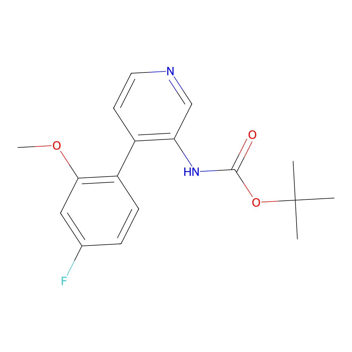 Tert-butyl 4-(4-fluoro-2-methoxyphenyl)pyridin-3-ylcarbamate molecular structure, CAS 1395416-81-5