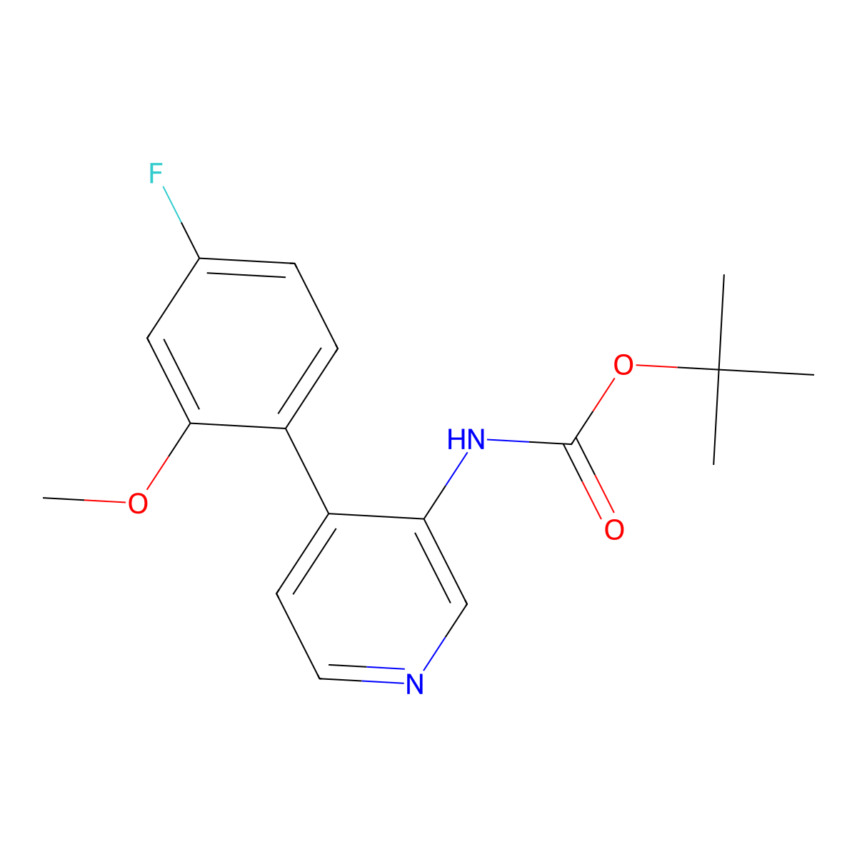 Tert-butyl 4-(4-fluoro-2-methoxyphenyl)pyridin-3-ylcarbamate molecular structure, CAS 1395416-81-5