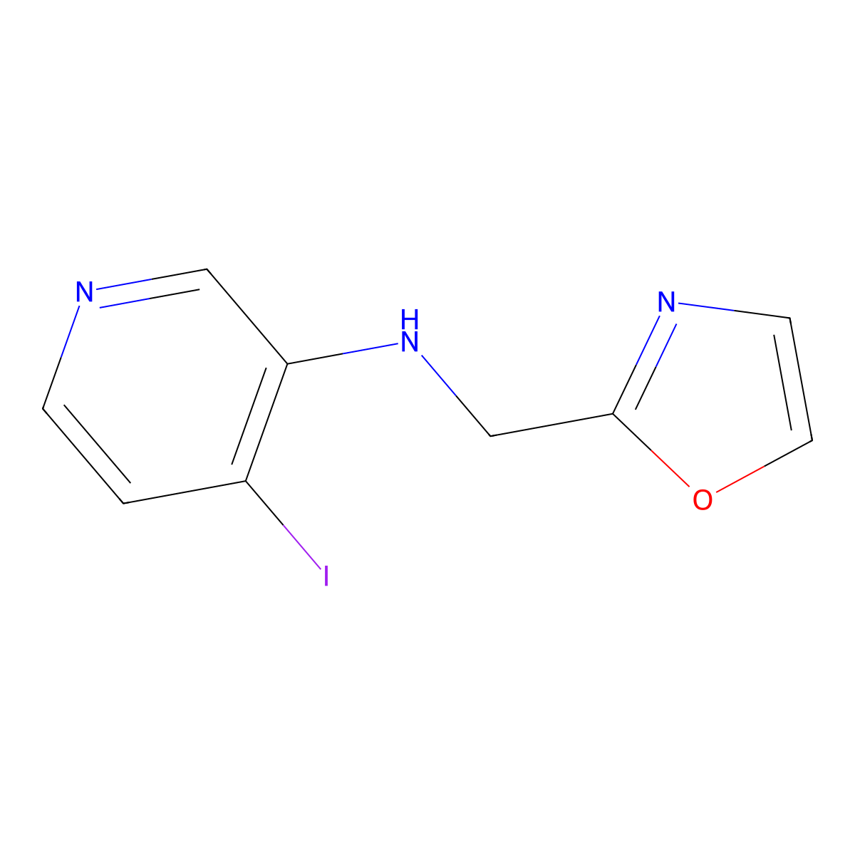 4-iodo-N-(oxazol-2-ylmethyl)pyridin-3-amine molecular structure, CAS 1395417-15-8