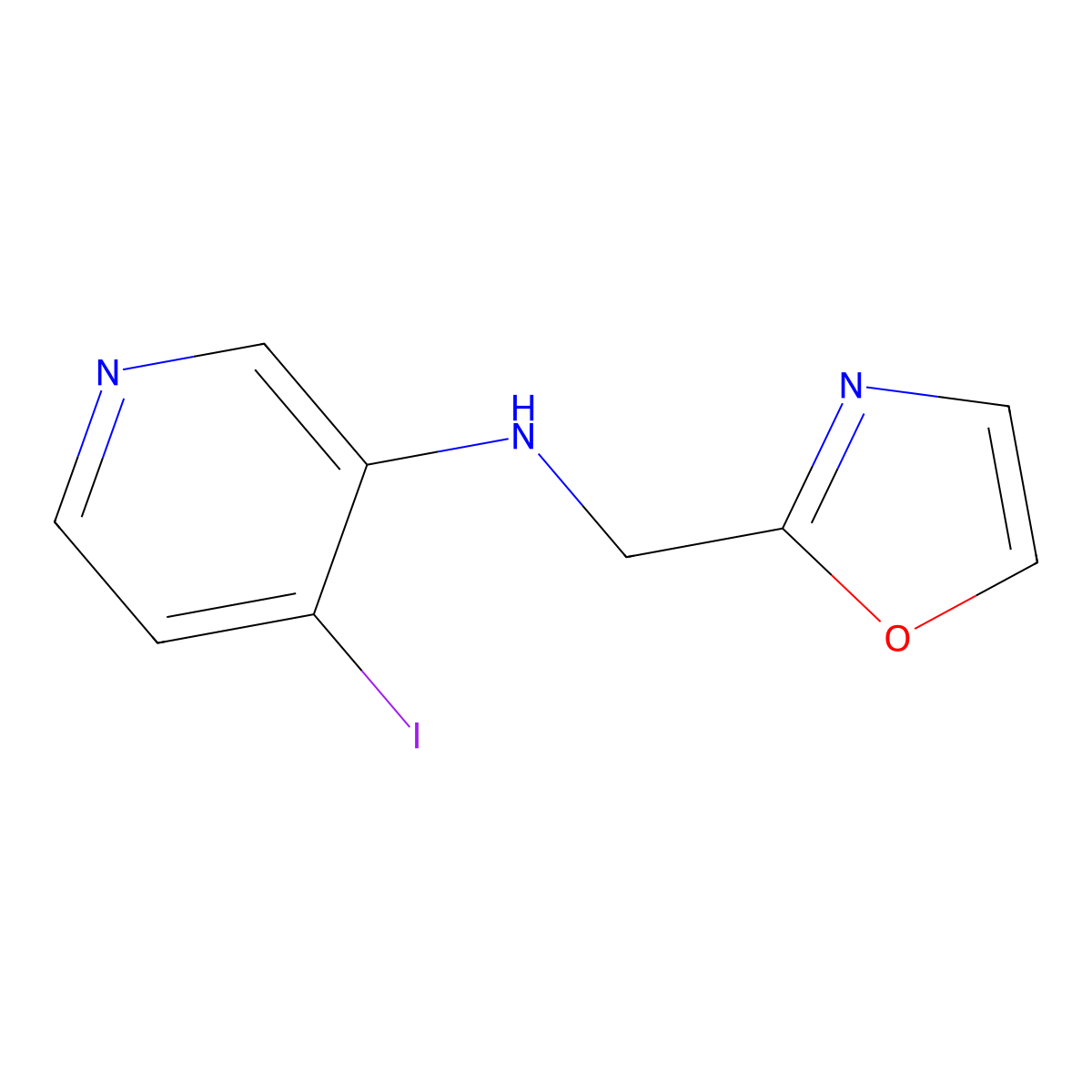 4-iodo-N-(oxazol-2-ylmethyl)pyridin-3-amine molecular structure, CAS 1395417-15-8