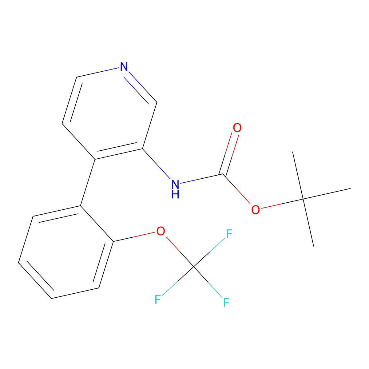 [4-(2-Trifluoromethoxy-phenyl)-pyridin-3-yl]-carbamic acid tert-butylester molecular structure, CAS 1395417-22-7