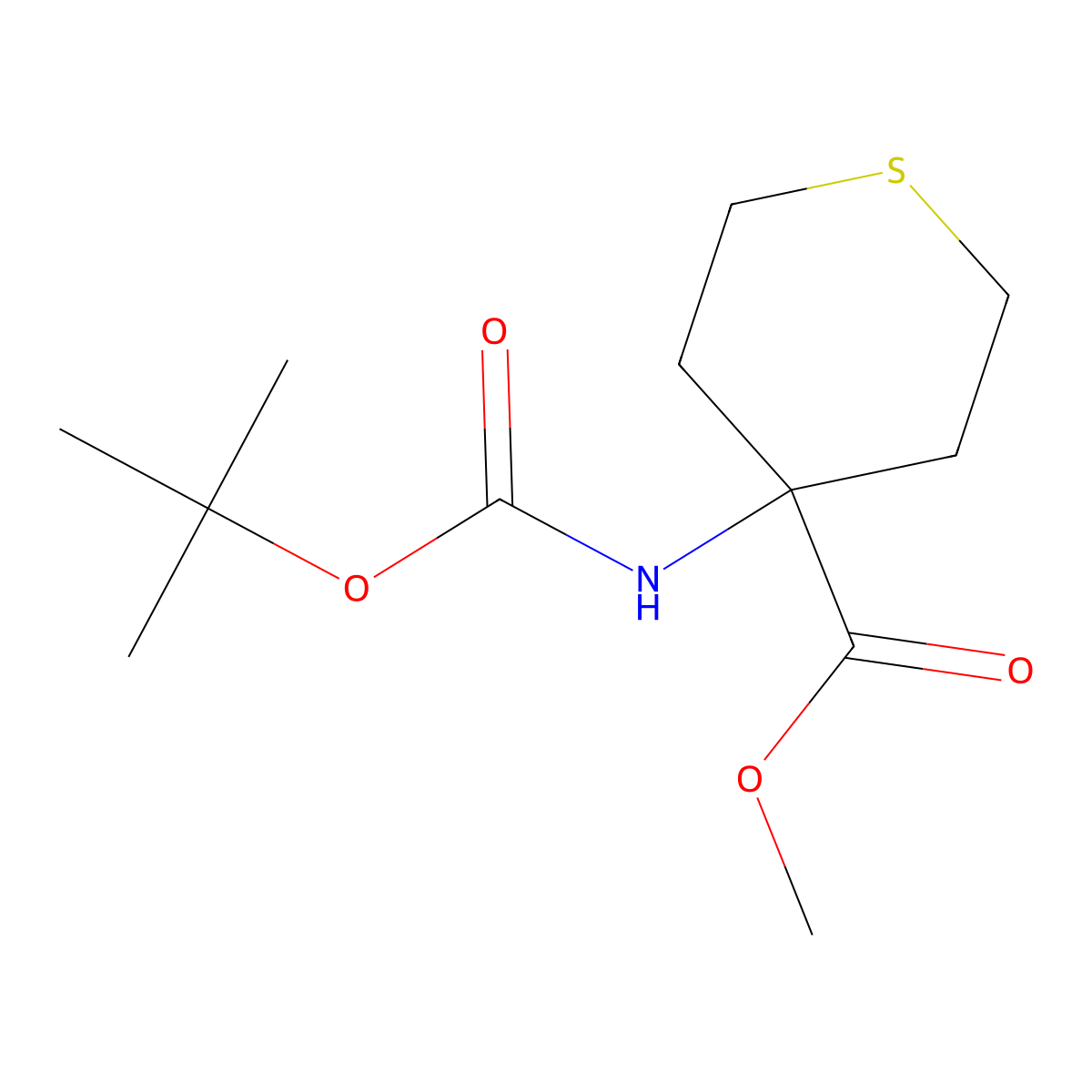 Methyl 4-(Boc-amino)tetrahydro-2H-thiopyran-4-carboxylate molecular structure, CAS 139542-07-7