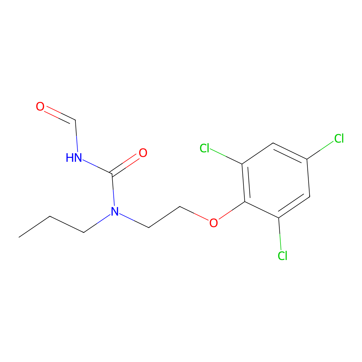 N-(Propyl(2-(2,4,6-trichlorophenoxy)ethyl)carbamoyl)formamide molecular structure, CAS 139542-32-8