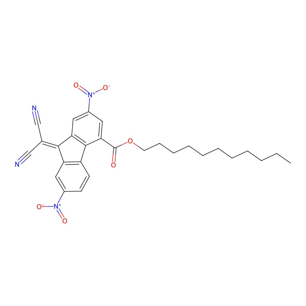 undecyl 9-(dicyanomethylidene)-2,7-dinitro-9H-fluorene-4-carboxylate molecular structure, CAS 139542-68-0
