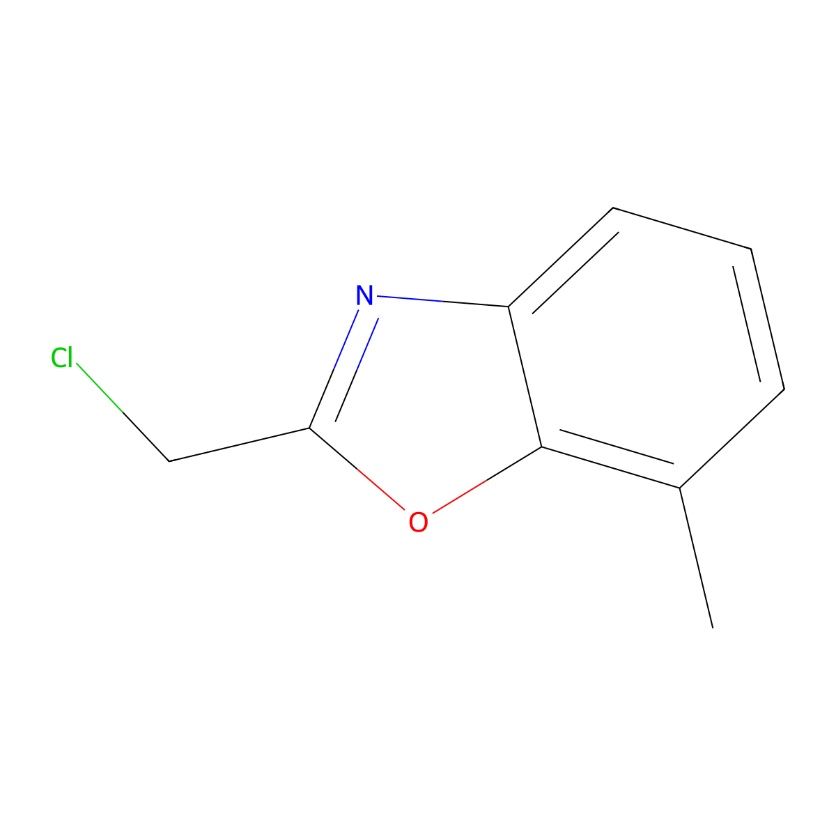 2-(Chloromethyl)-7-methyl-1,3-benzoxazole molecular structure, CAS 139549-26-1