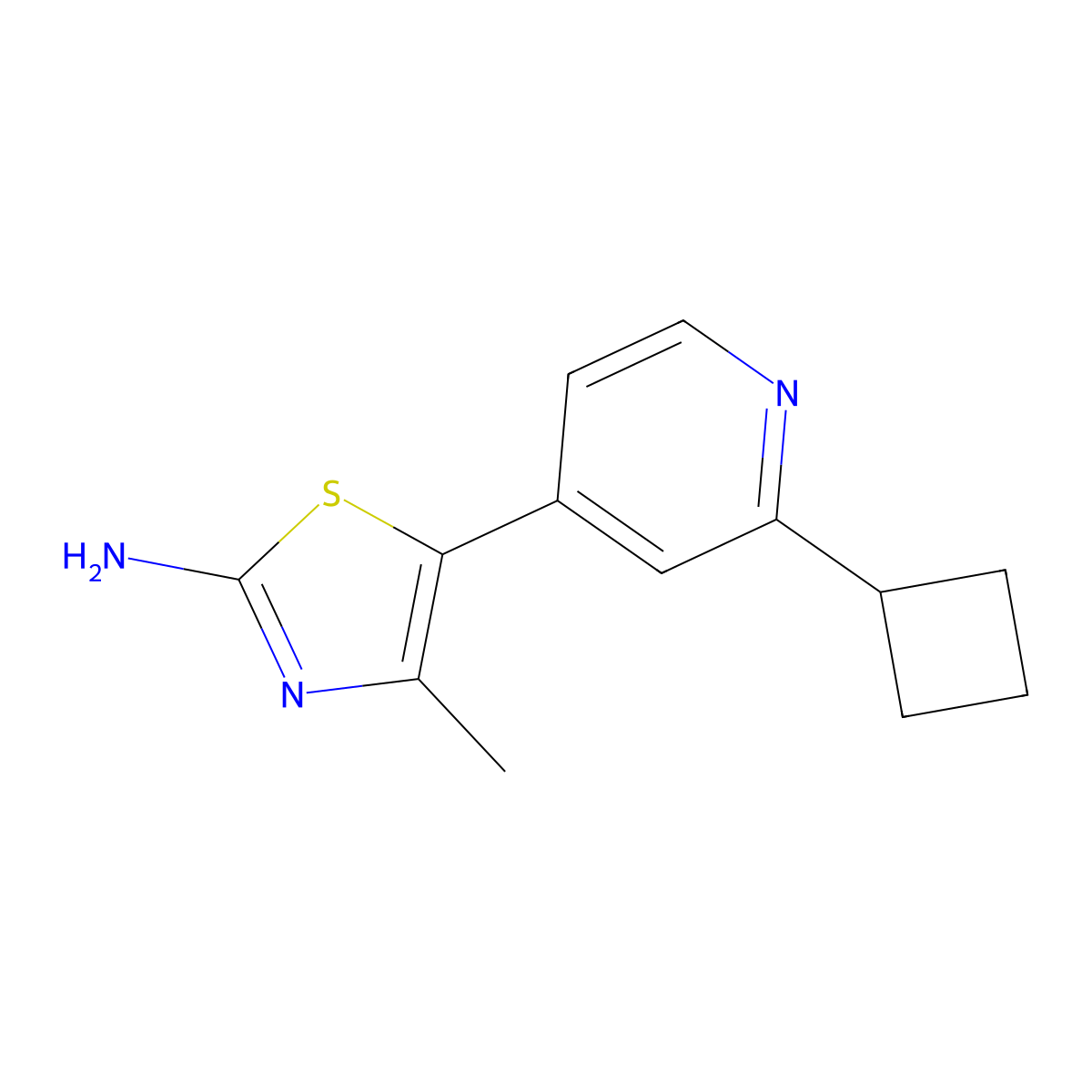 5-(2-Cyclobutylpyridin-4-yl)-4-methylthiazol-2-amine molecular structure, CAS 1395492-60-0