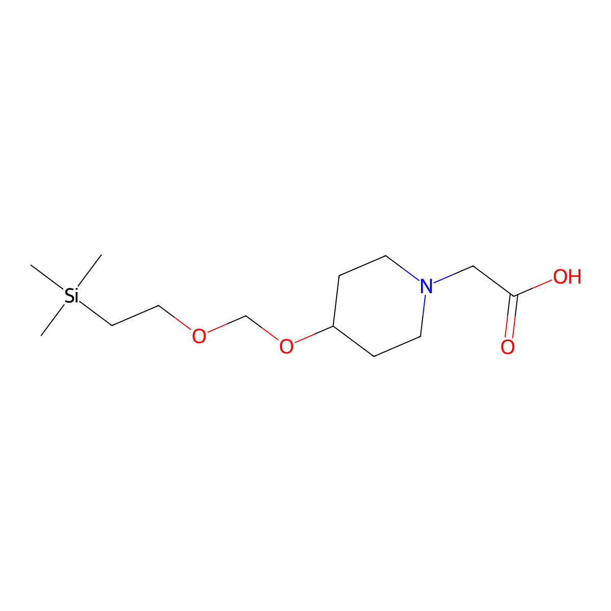 2-(4-((2-(Trimethylsilyl)ethoxy)methoxy)-piperidin-1-yl)acetic acid molecular structure, CAS 1395492-79-1